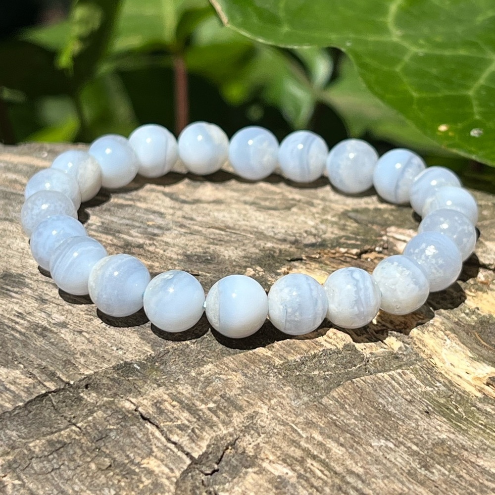 8mm stretchable‎ blue lace agate bracelet